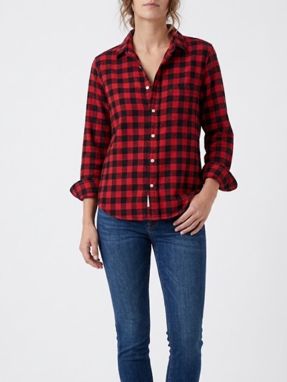 Buffalo Check Plaid Flannel Shirt Frank & Eileen Barry XS Red Black Cotton 
W